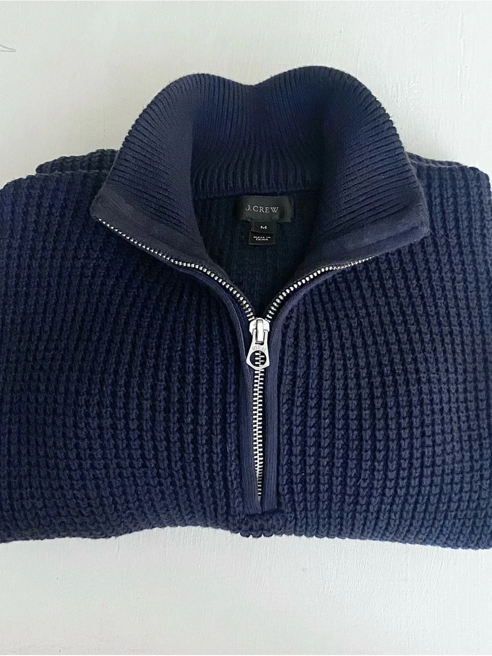 J. Crew men’s rugged cotton 1/4-zip sweater deep indigo MED H2713